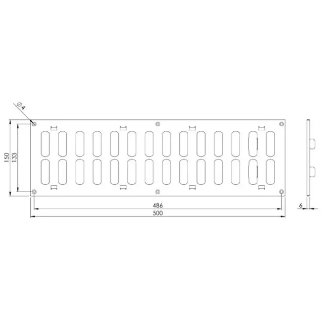 Adjustable metal slot diffuser 500x150 black - MR5015RM - RAL9005