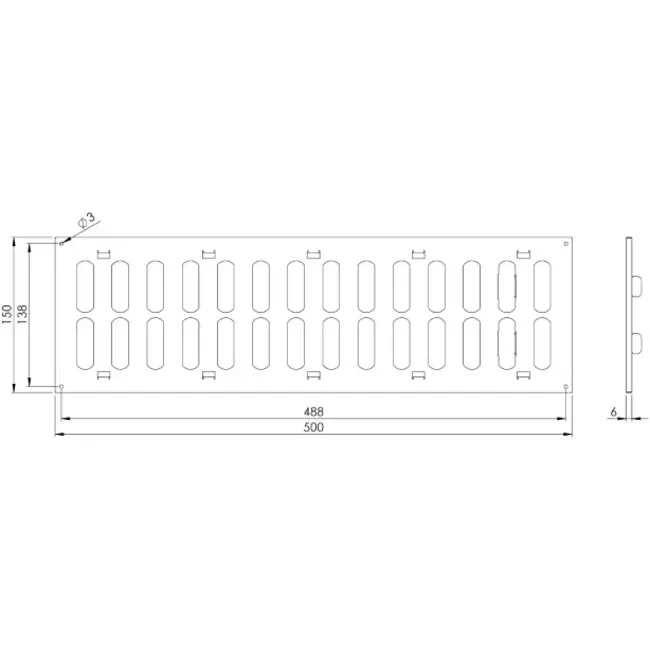 Metal grille 500x150mm white - MR5015