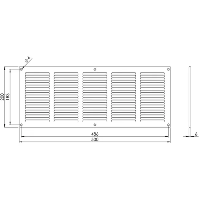 Metal grille 500x200mm galvanised - MR5020Zn