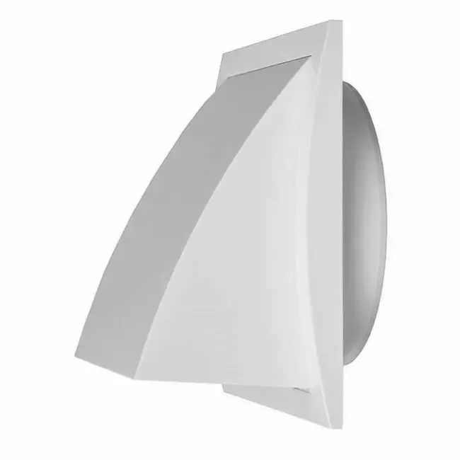 Facade grill with non-return valve 150x150 mm diameter 100 mm white - ND10FV
