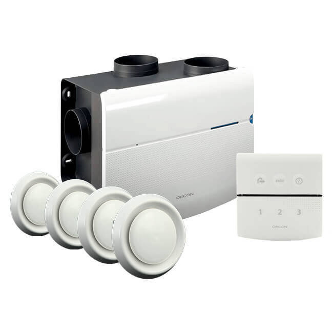 Orcon all-in-one package  MVS 15RHB 520m³/h + humidity sensor + RFT control + 4 valves