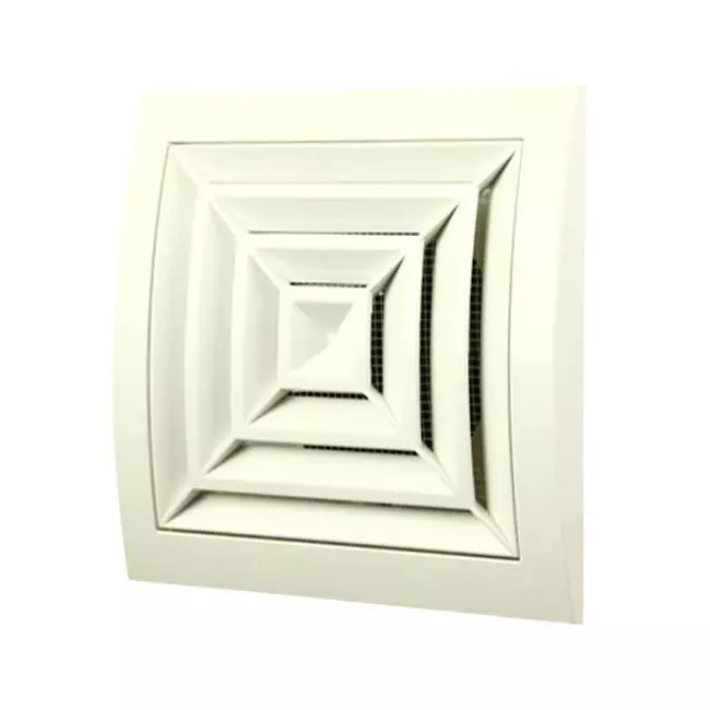 Ceiling diffuser square 150x150 diameter: 100 white - ND10G