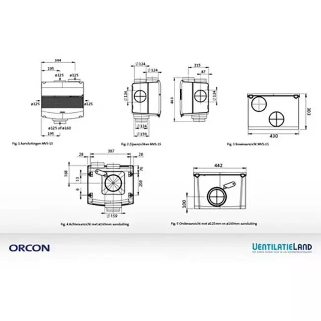 Orcon MVS-15RH CO2B 550 m³/h + humidity sensor + CO2 control sensor - grounding plug