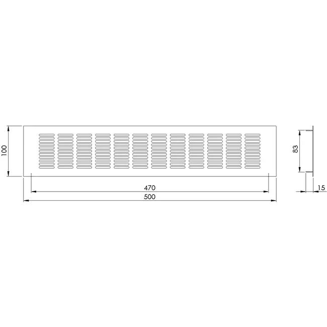 Skirting diffuser aluminium - gold L=500mm x H=100mm -RA1050G