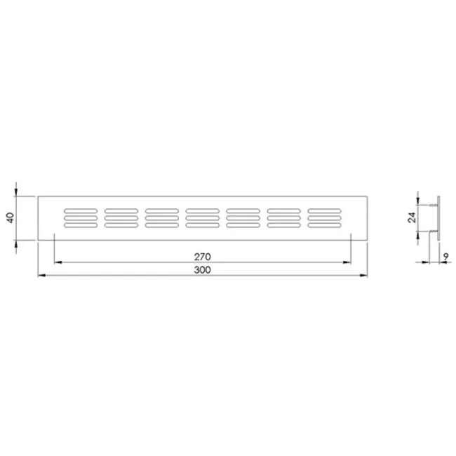 Skirting diffuser aluminium - white L=300mm x H=40mm -RA430