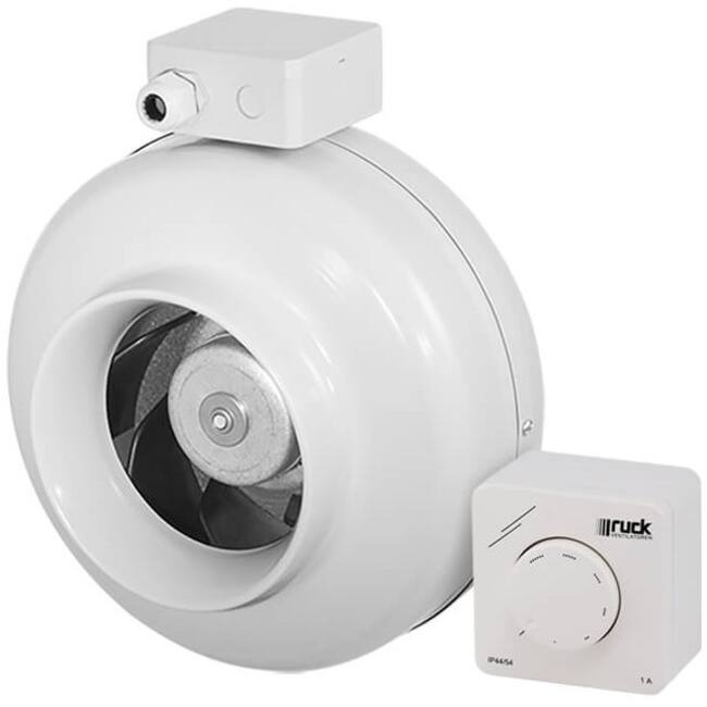 Ruck® inline tube fan 1040m³/h – Ø 200 mm + electronic variable control 1.0 A