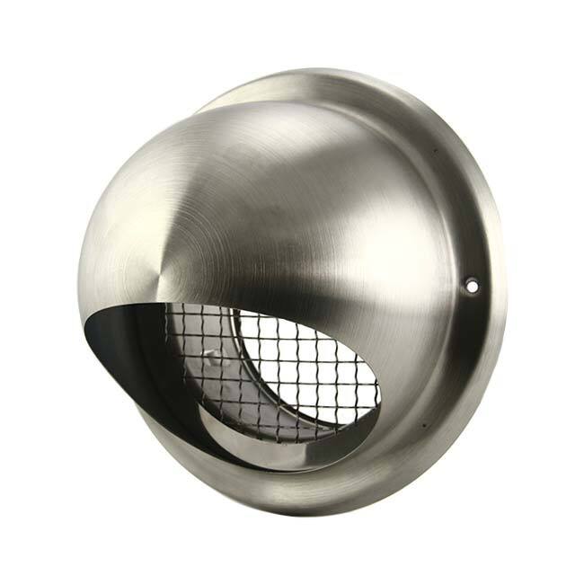 Stainless steel bull nose grille exterior wall duct high throughput Ø 100mm