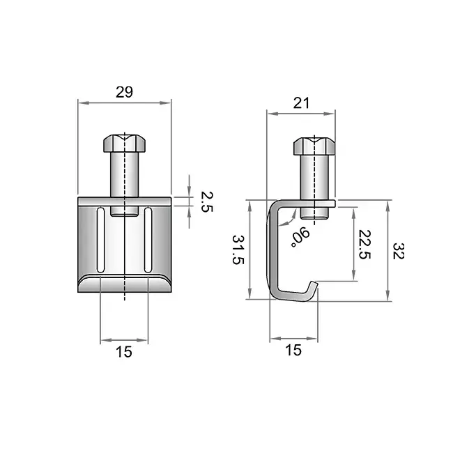 Screw clamp C clamp M8 - FCC