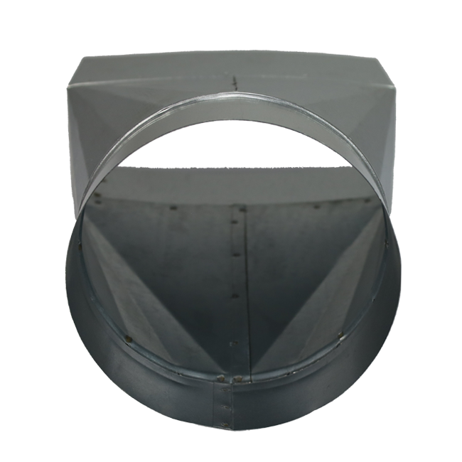 Reduction piece 220x80 mm to diameter 125 mm for flue pipe