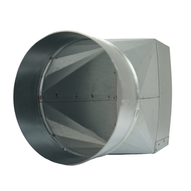Reduction piece 220x80 mm to diameter 125 mm for flue pipe