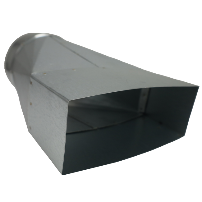 Reduction piece 220x80 mm to diameter 125 mm for flue pipe