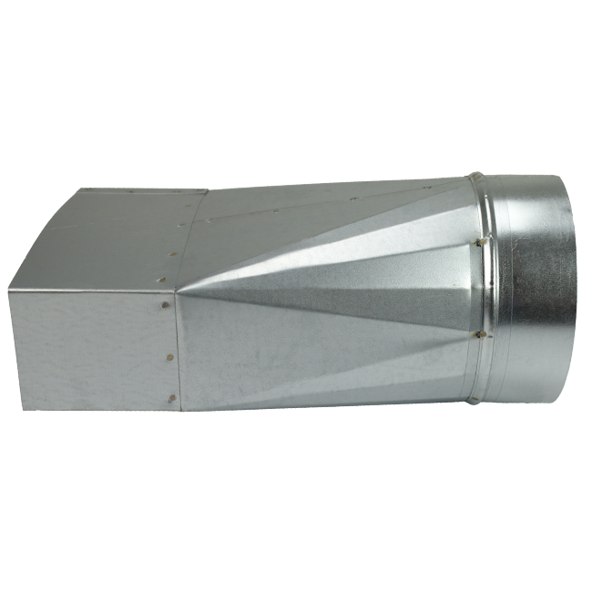 Reduction piece 220x80 mm to diameter 160 mm for flue pipe