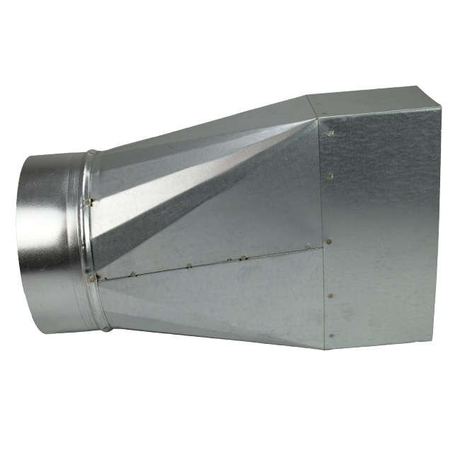 Reduction piece 220x80 mm to diameter 160 mm for flue pipe