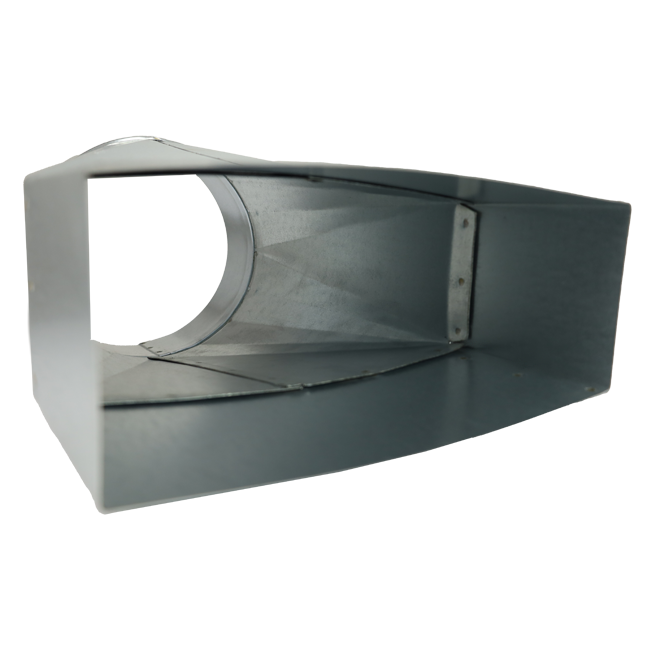 Reduction piece 220x80 mm to diameter 160 mm for flue pipe