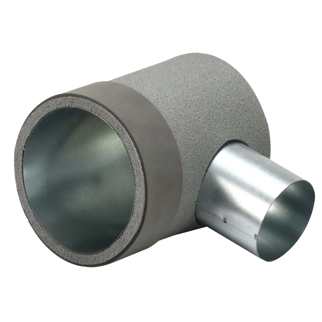 Thermoduct flat duct connector diameter 125mm H=80 mm single with hole for tunnel work