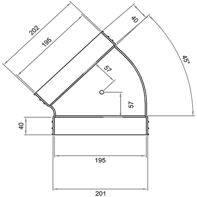 Wavin Ventiza Elbow 45 degrees PVC oval 195x80 mm horizontal M/M