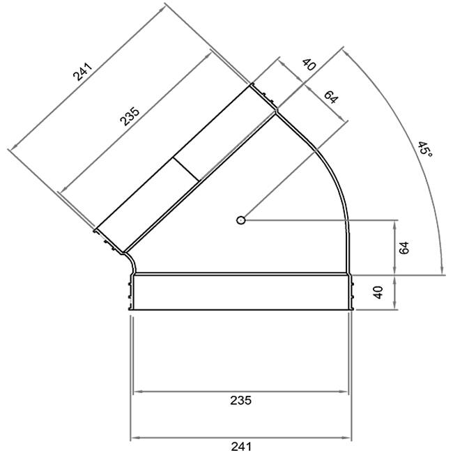 Wavin Ventiza Elbow 45 degrees PVC oval 235x80 mm horizontal M/M