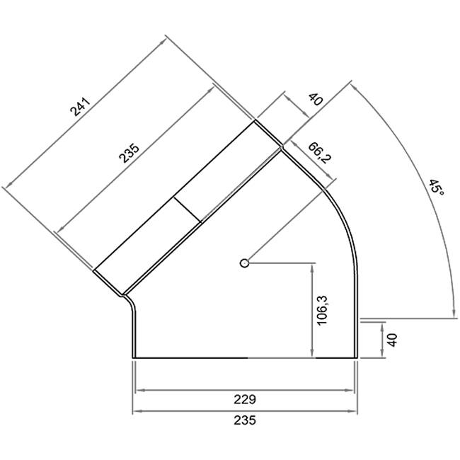Wavin Ventiza Elbow 45 degrees PVC oval 235x80 mm horizontal M/S