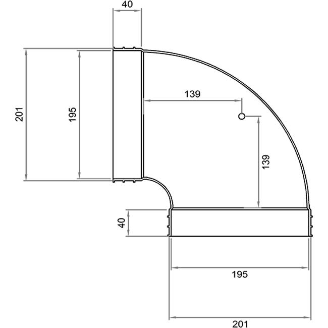Wavin Ventiza Elbow 90 degrees PVC oval 195x80 mm horizontal M/M