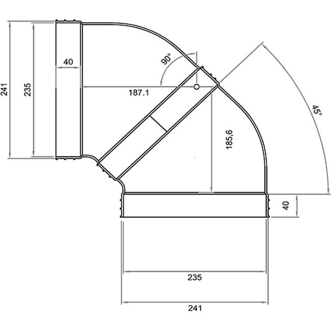Wavin Ventiza Elbow 90 degrees PVC oval 235x80 mm horizontal M/M