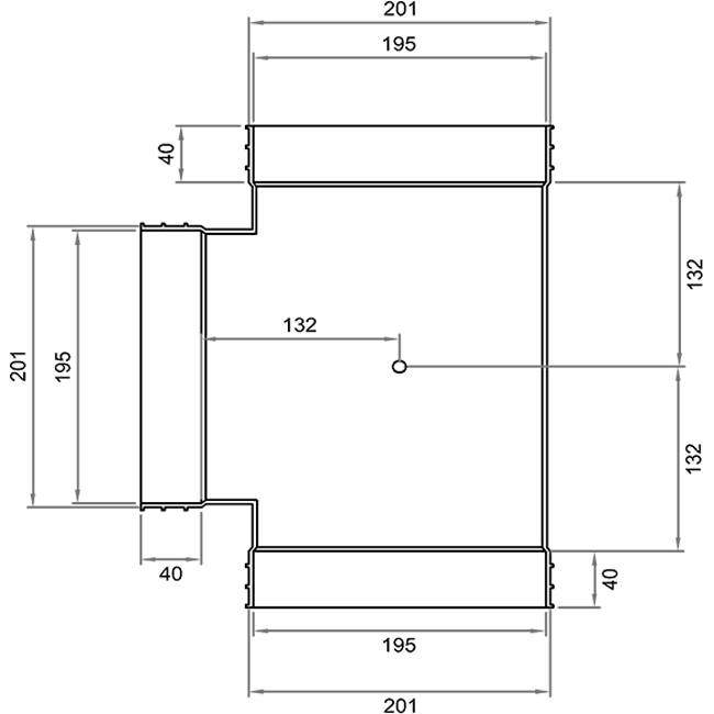 Wavin Ventiza T-piece 90 degrees PVC oval 195x80 mm M/M/M