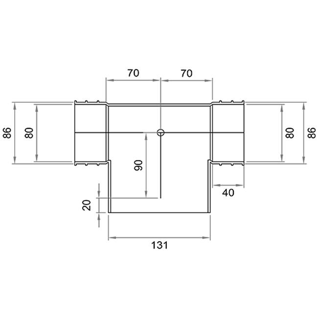Wavin Ventiza T-piece PVC oval 195x90x70 mm with diameter 125 mm M/M/M
