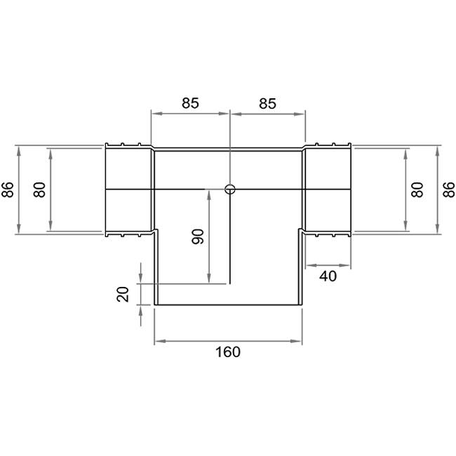 Wavin Ventiza PVC T-piece oval 235x80 mm with diameter 160 mm M/M/M