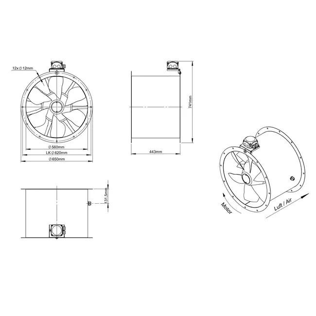 Axial 560 mm duct fan - AL 560 D4 01 CFG