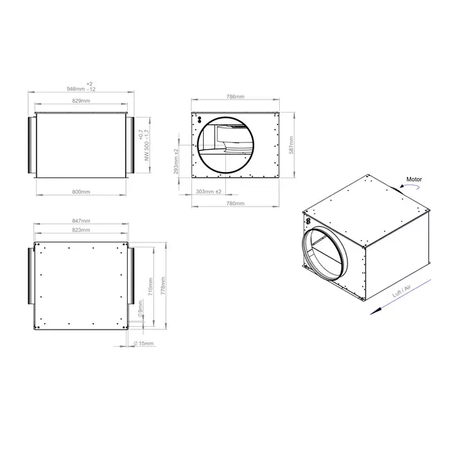 Tube fan 500mm insulated - ISOR 500 EC K 01