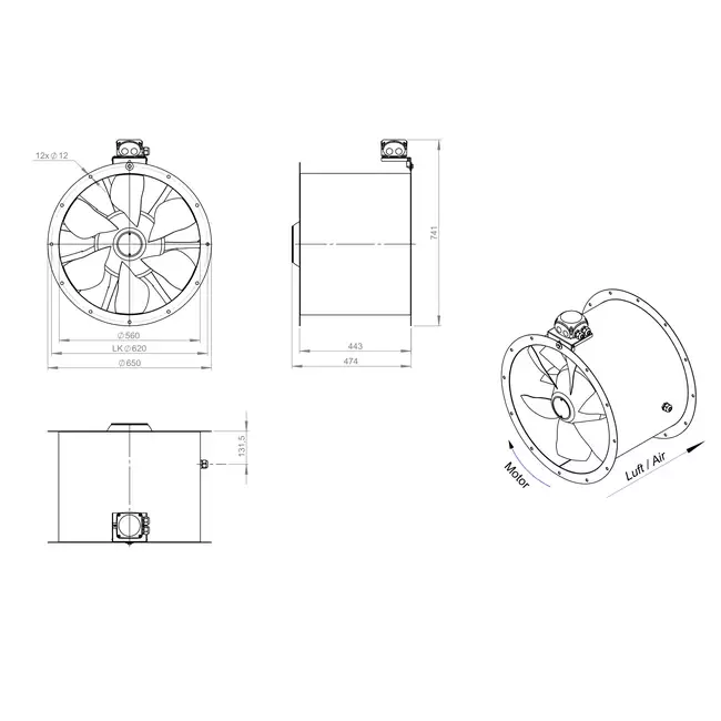Axial 560 mm duct fan - AL 560 D4 02 CFG