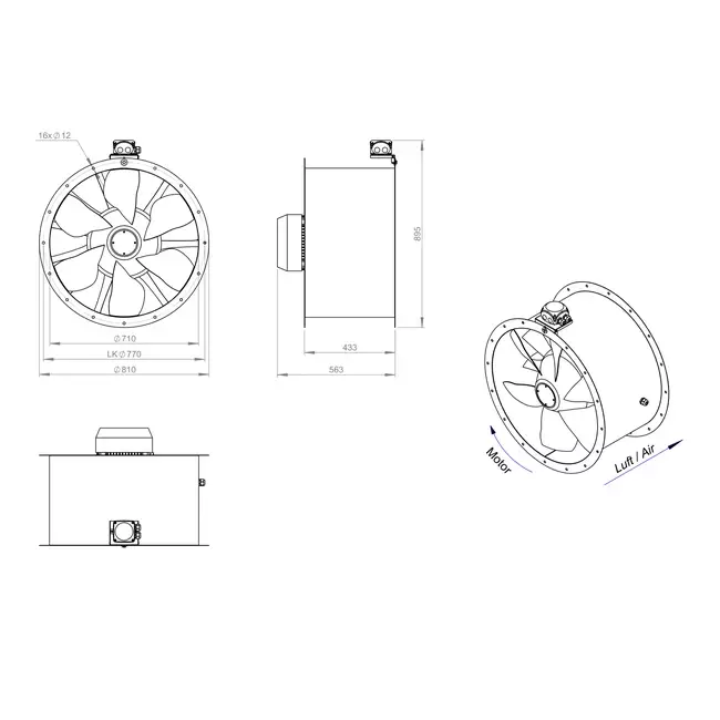 Axial 710 mm duct fan - AL 710 D4 03 CFG