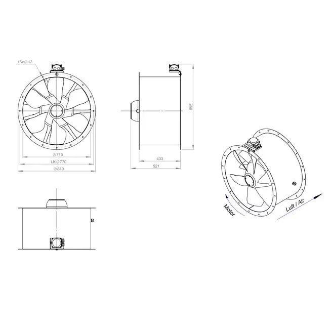 Axial 710 mm duct fan - AL 710 D6 01 CFG