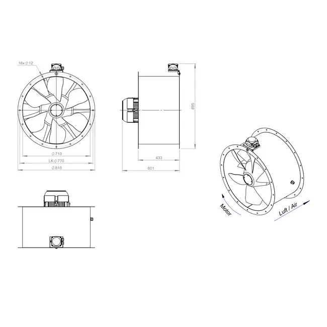Axial 710 mm duct fan - AL 710 D6 02 CFG