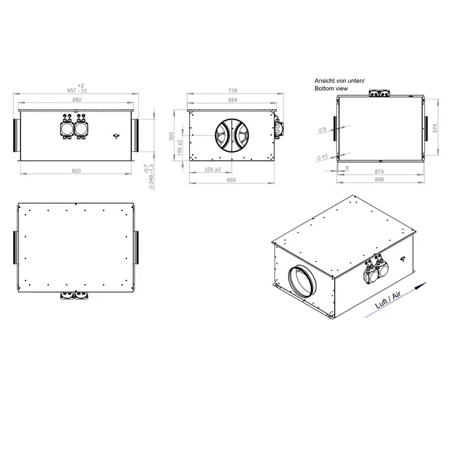 Tube fan 250 mm insulated energy efficient - EM DUO 250 EC K 02