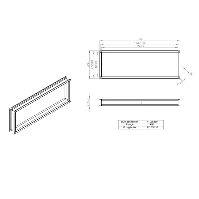 Flexible connection piece 1100 x 350 - VS 11035