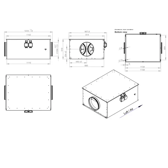 Tube fan 355 mm insulated energy efficient - EM DUO 355 EC K 01