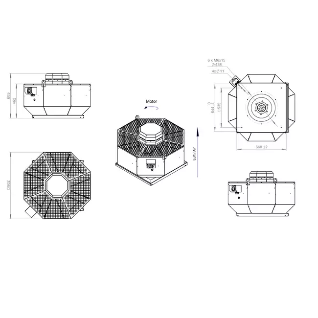 Roof fan vertical metal - DVL 450 D4 RK 02
