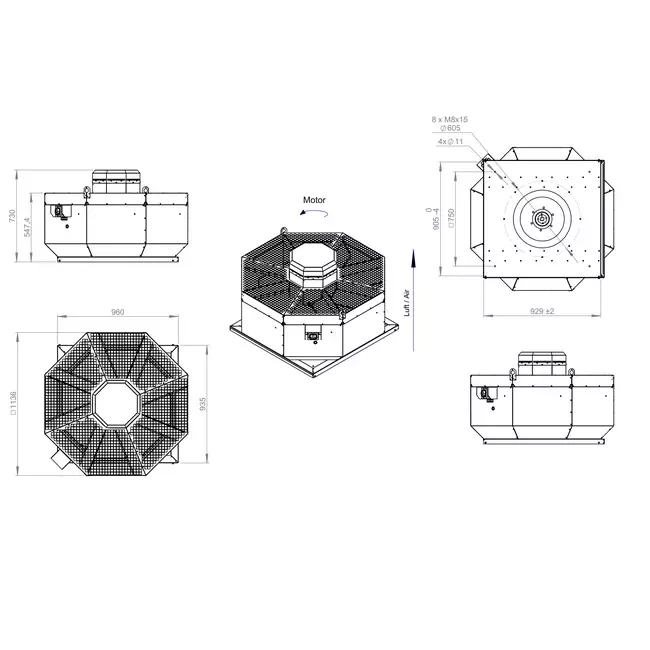 Roof fan vertical metal - DVL 560 D4 RK 02