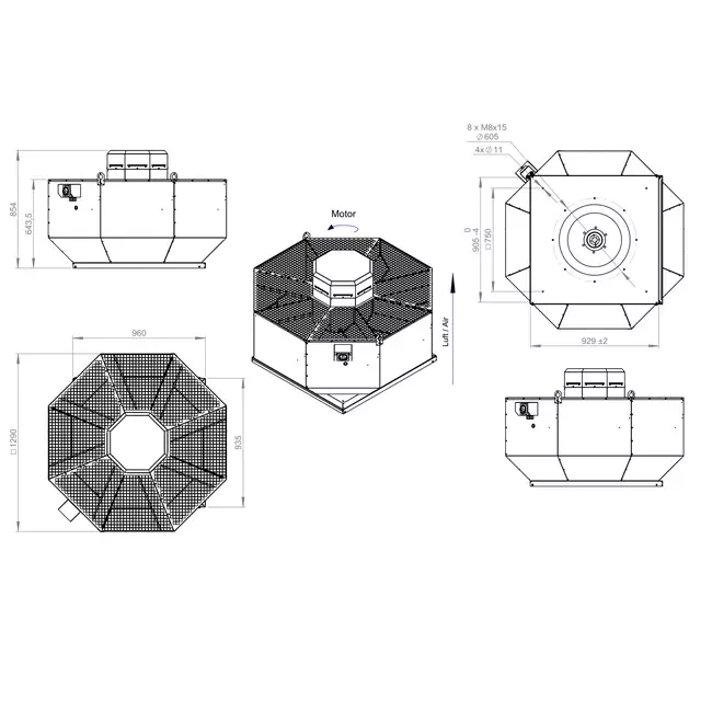 Roof fan vertical metal - DVL 630 D4 RK 01