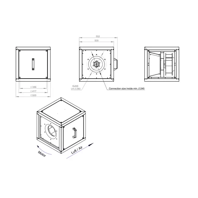 Box fan motor external air flow - MPC T 280 D2 I K 01