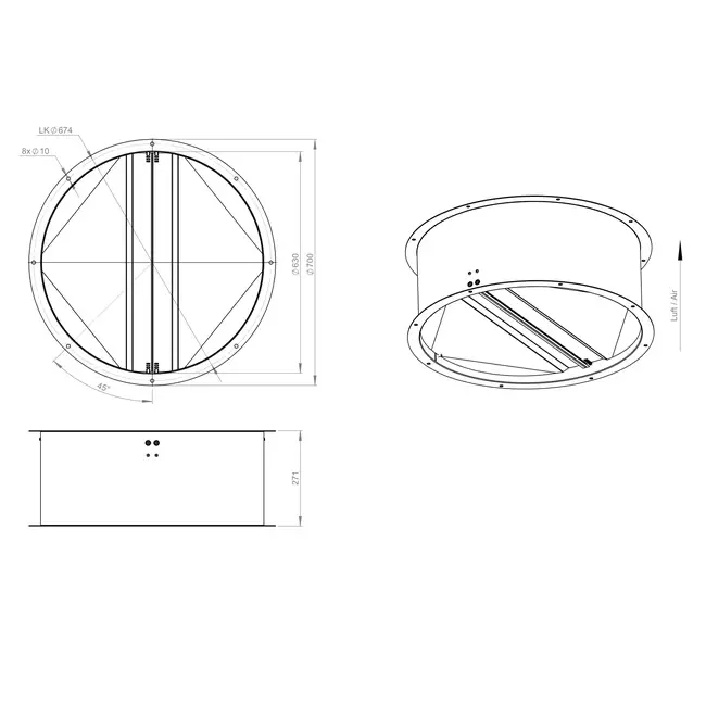 Self-closing roof shut-off valve galvanized sheet steel - DVK 630 10
