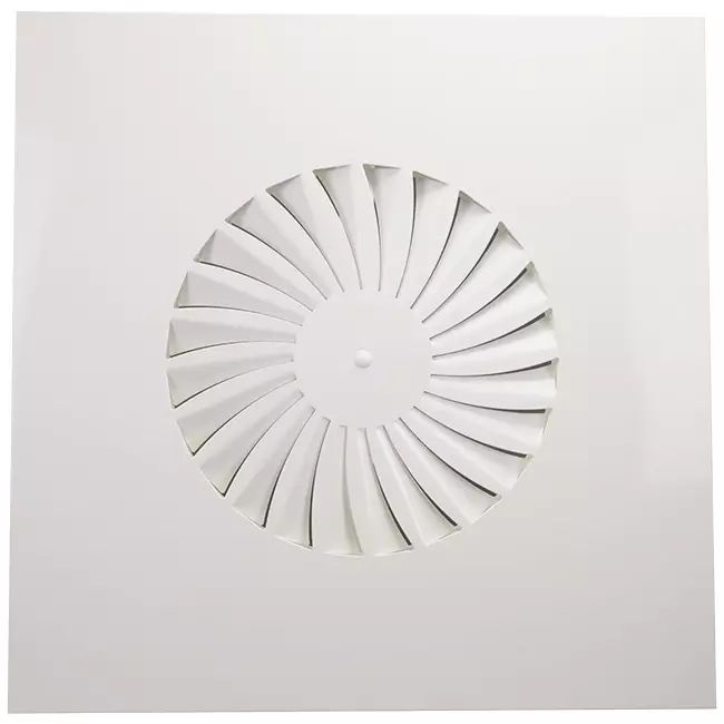 Swirl diffuser fixed vanes 500mm square - SWS500 RAL9010