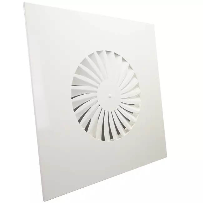 Swirl diffuser fixed vanes 500mm square - SWS500 RAL9010