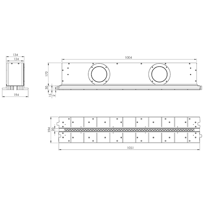 Ergovent recessible frameless linear grille 1050 mm with connection diameter 125 mm - air conditioning - 1 slot