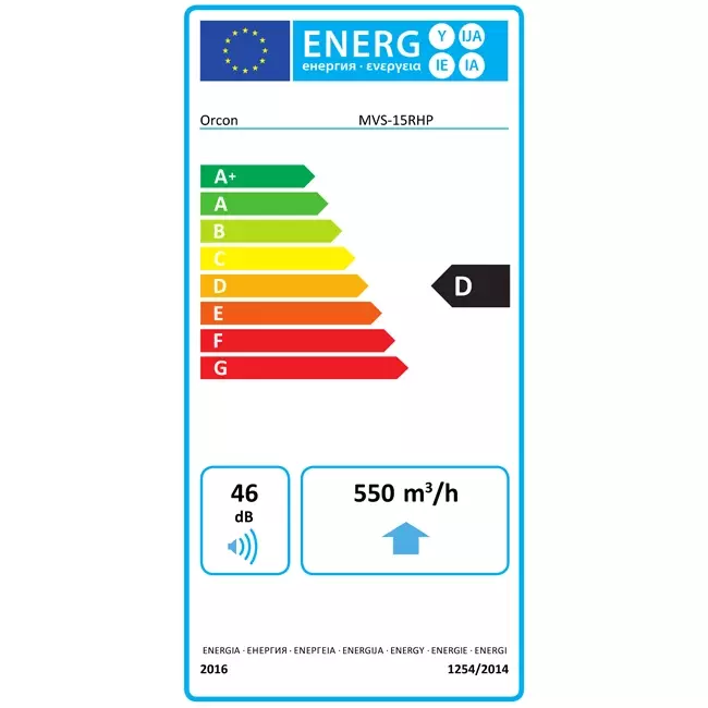 Orcon MVS-15RHP 550 m³/h + humidity sensor - perilex plug