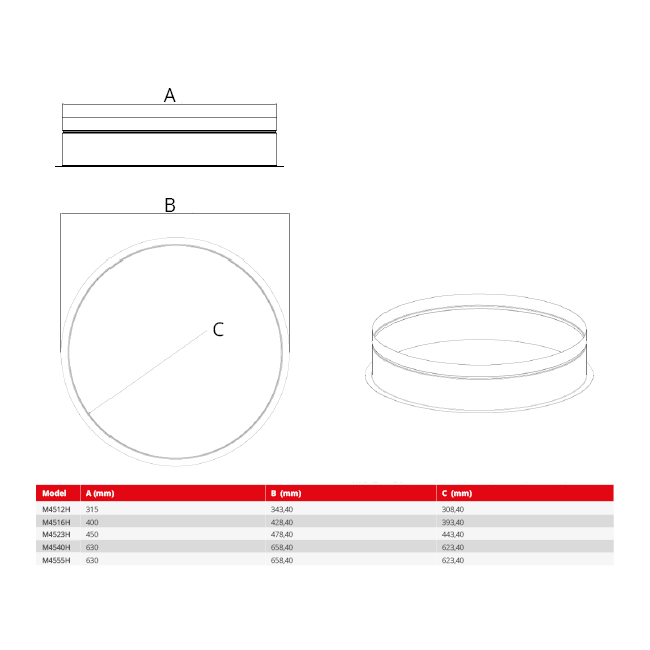 Maxivent round connector for M4516 horizontal/low profile - RC