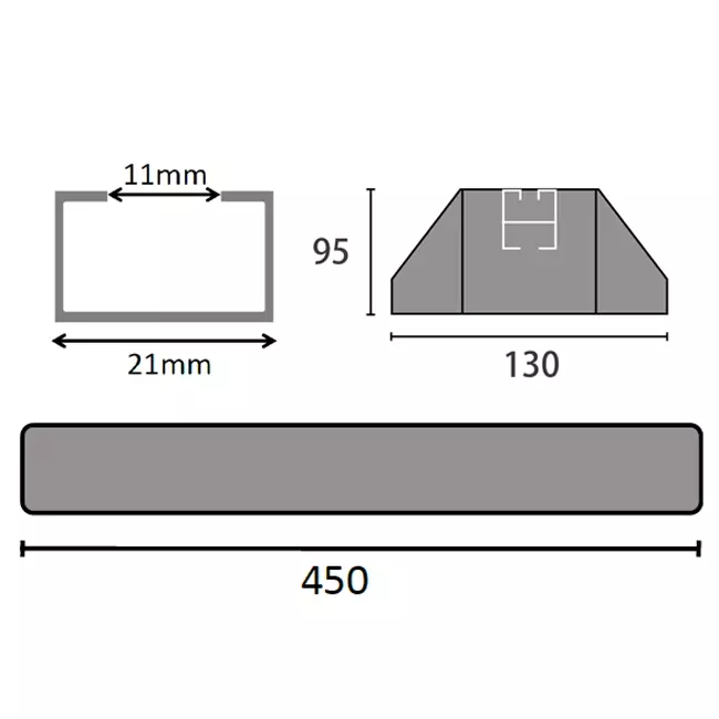 ClimaConnect mounting bar made of vibration damping rubber 450 mm