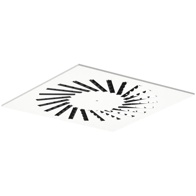 Swirl diffuser steel with adjustable deflectors - 400x400 mm - RAL 9016