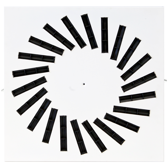 Swirl diffuser steel with adjustable deflectors - 400x400 mm - RAL 9016