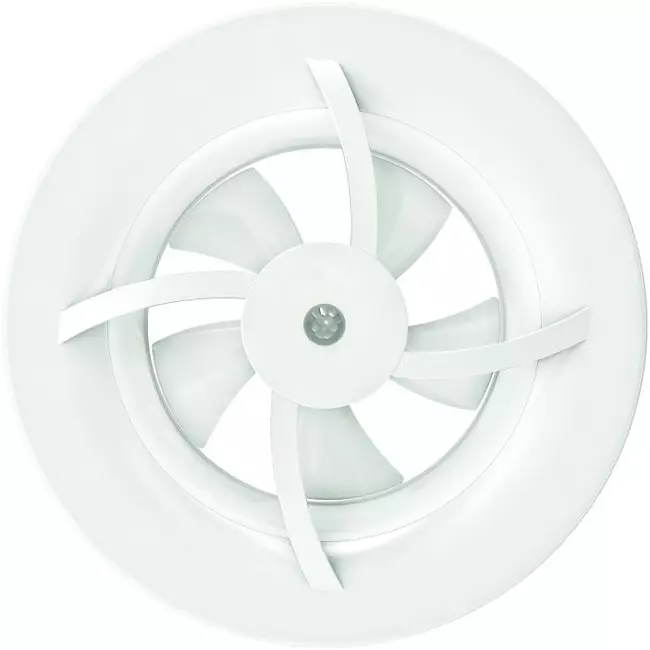 Solara bathroom fan with heat mover - 100 mm diameter - matte white